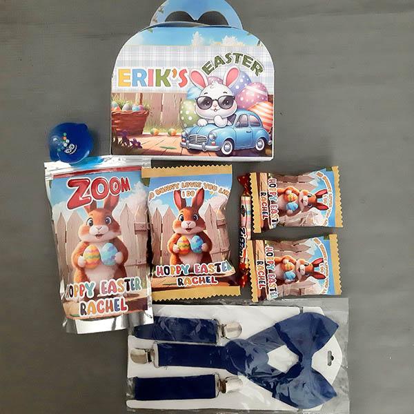 Product: Easter personalised bag party box with goodies for boys