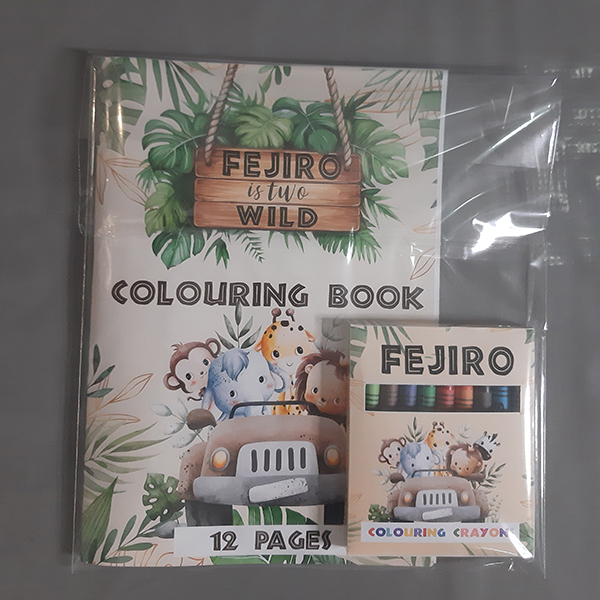 Product: Wild one personalised colouring book and cryons