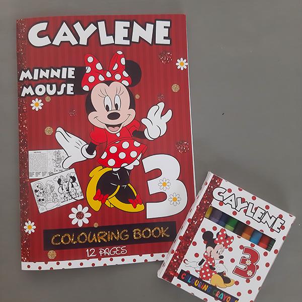 Product: Minnie Mouse Red  Personalised colouring book and crayons