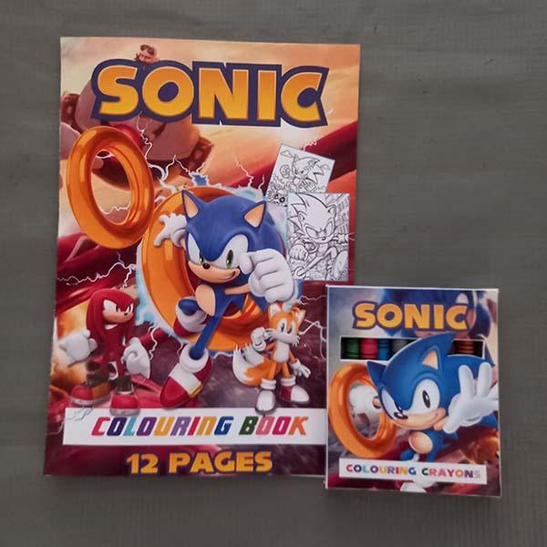 Product: Sonic custom personalised colouring and activity book and crayons