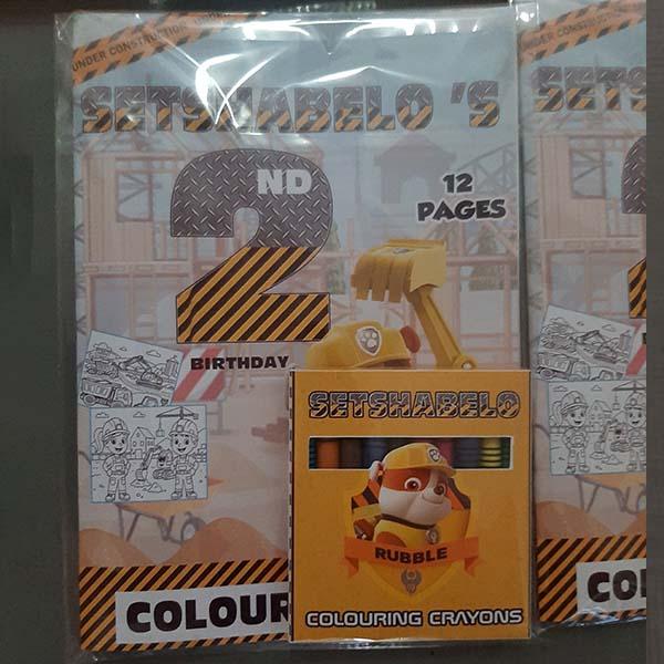 Product: Construction with Rubble Colouring Book and Crayons