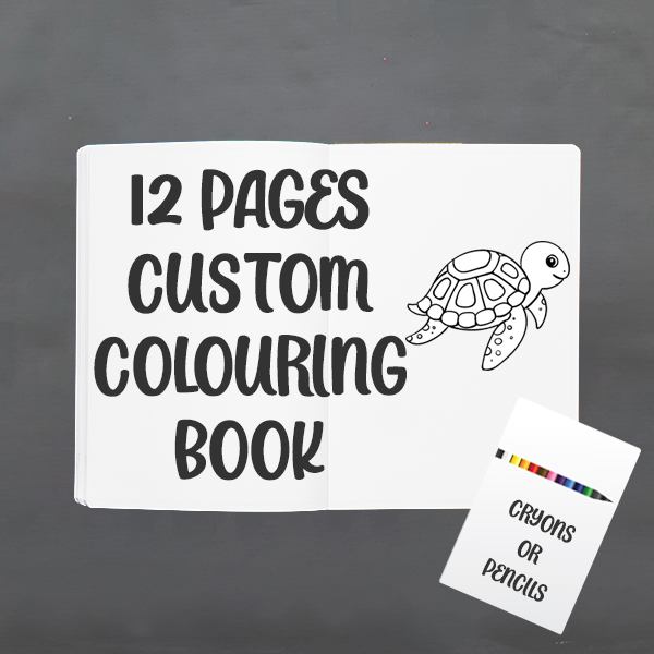 Product: Custom personalised birthday colouring books with cryons