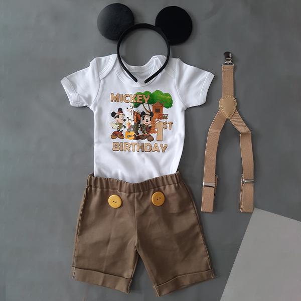 Product: Mickey Mouse Safari personalised outfit with a touch of green and brown 
