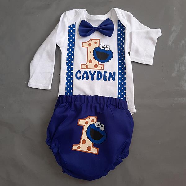 Product: Cookie Monster bloomer with personalised cookie 1 tshirt 