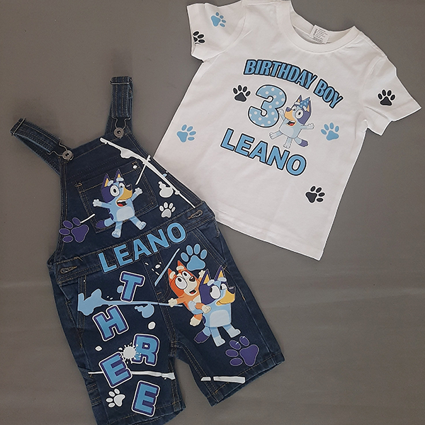 Product: Bluey Personalised Denim Set Birthday Outfit for Boys