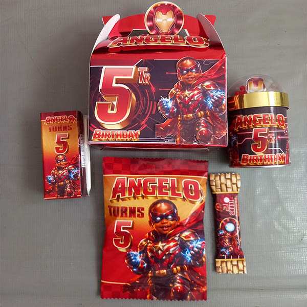 Product: Iron Herro Snack Box Combo Personalised Party Pack