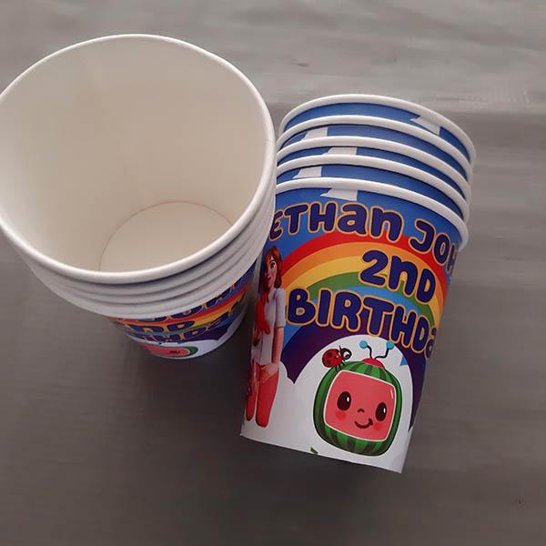 Product: Cocomelon personalised birthday paper cups x 10