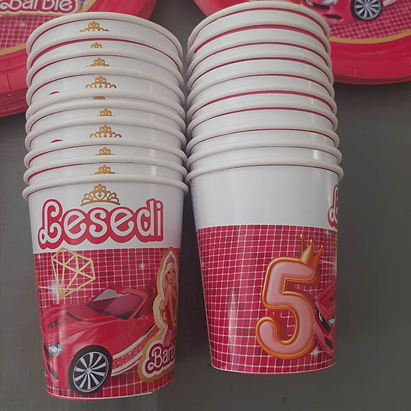 Product: Barbie birthday personalised party cups x 10