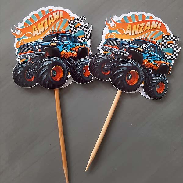 Product: Monster Truck Personalised Cupcake Toppers x 10