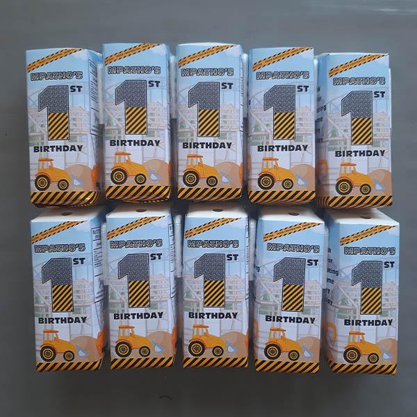 Product: Construction personalised party juice 200ml