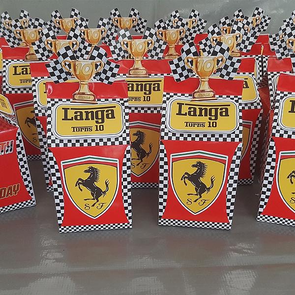 Product: Ferrari Personalised Milk Box Party Pack Boxes