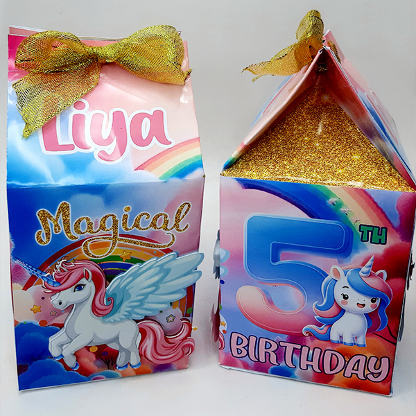 Product: Unicorn Personalised Milk Box Party Packs