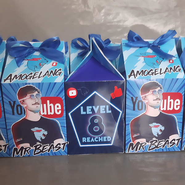 Product: Mr Beast personalised milk box party birthday  packs