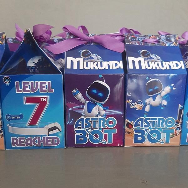 Product: Astro Bot Birthday Party Personalised Milk Box 