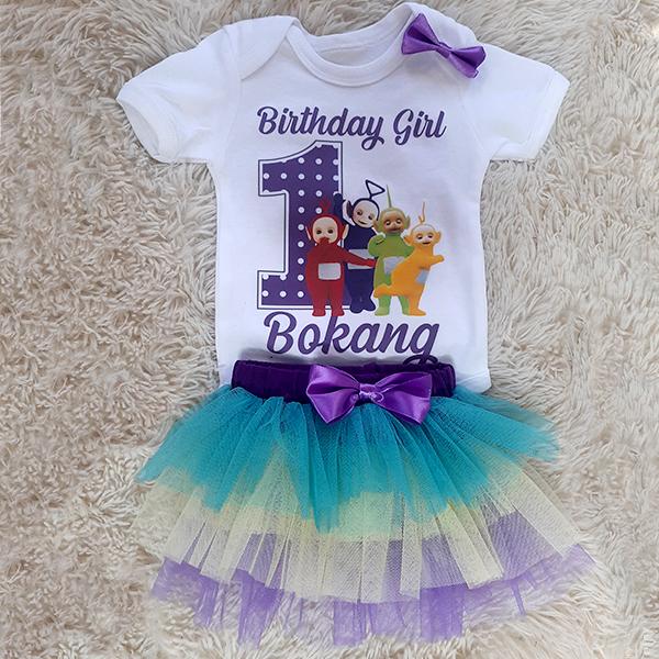 Product: Personalised Teletubbies Ruffle Tutu Dress and T-shirt Outfit Set 