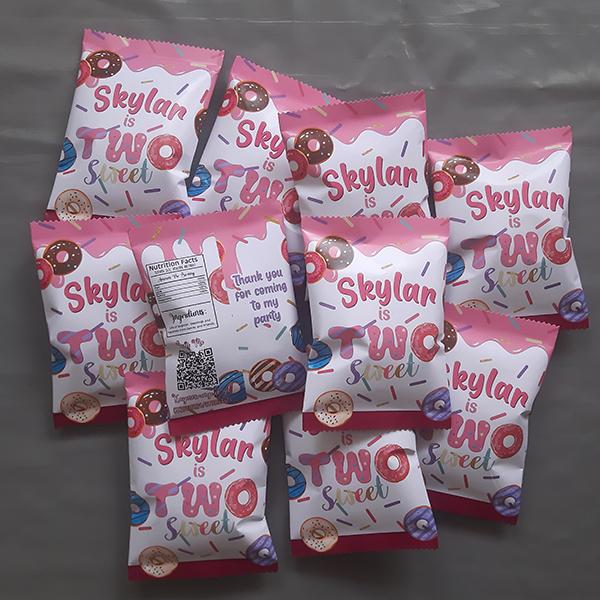 Product: Two sweet personalised chip bag party pack filed