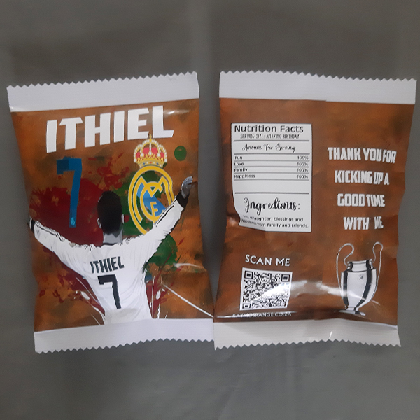 Product: Ronaldo personalised soccer party pack chip bag