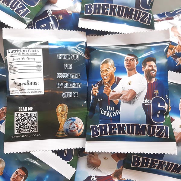 Product: Ronaldo, mercy and more personalised soccer party pack chip bag
