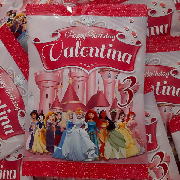 Product: Disney princesses personalised birthday chip bag party pack