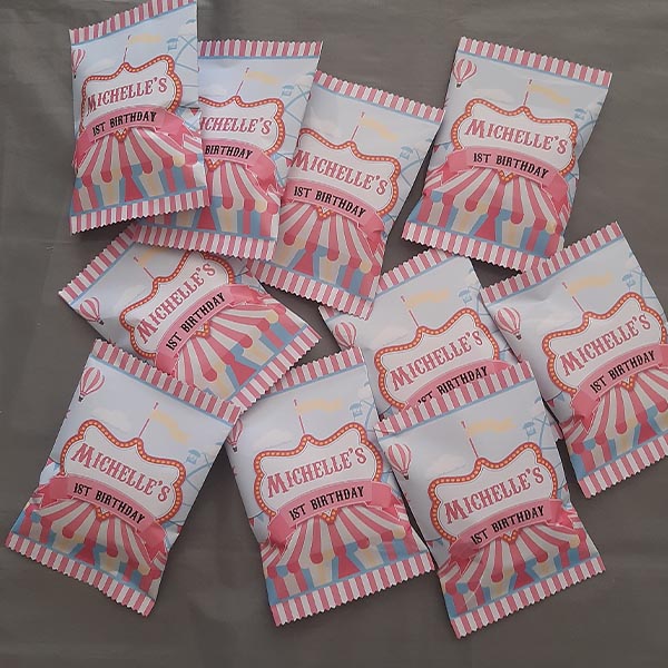 Product: Carnival personalised party pack chip bags