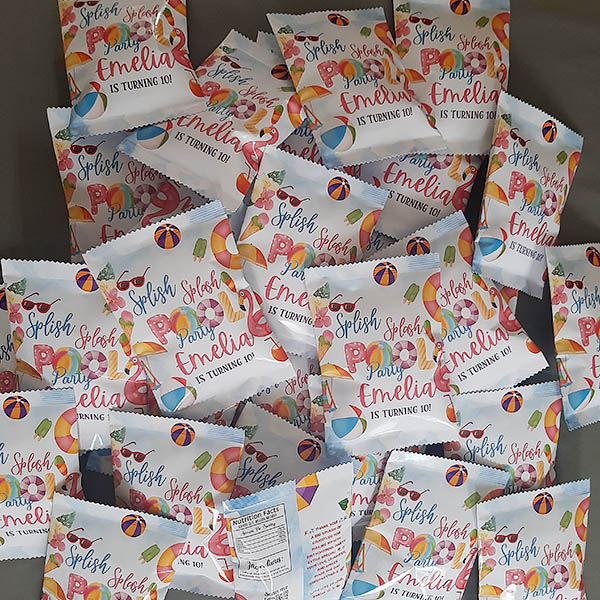 Product: Pool Parties Custom Kids Chips bags Party Snacks