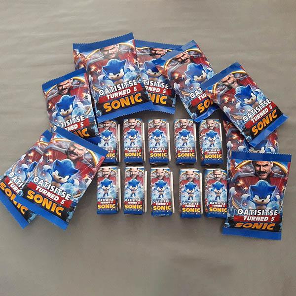Product: Sonic happy birthday personalised party pack chip bag and juice bundle