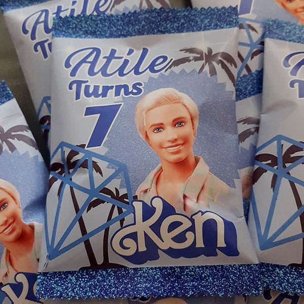 Product: Barbie  Ken birthday personalised party pack chip bag