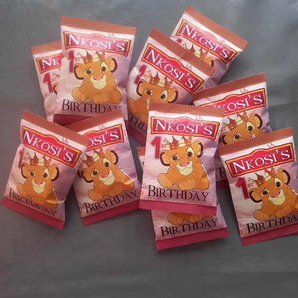 Product: Lion king personalised chip bag party packs