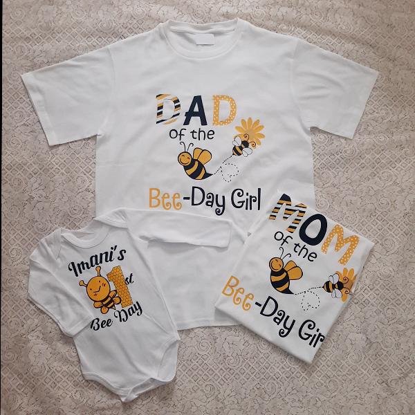 Mom or Dad of the bee-day girl personalised t-shirt