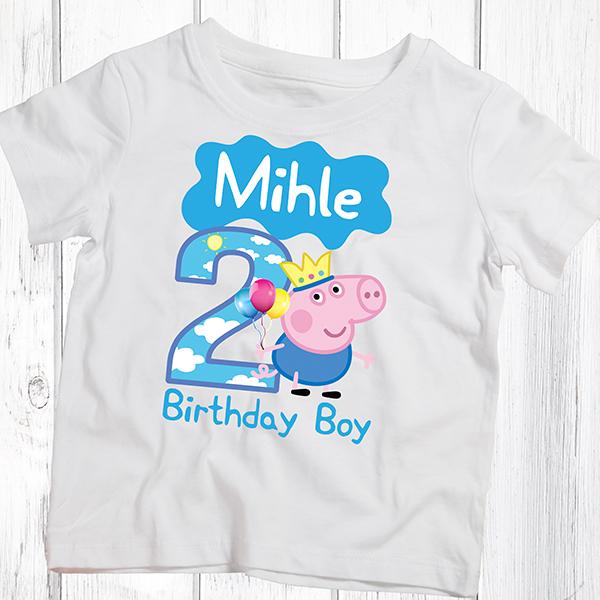 Product: George Peppa Pig personalised birthday boy tshirt