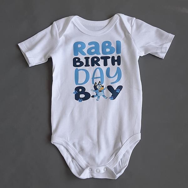 Product: Bluey personalised birthday boy tshirt with baby name