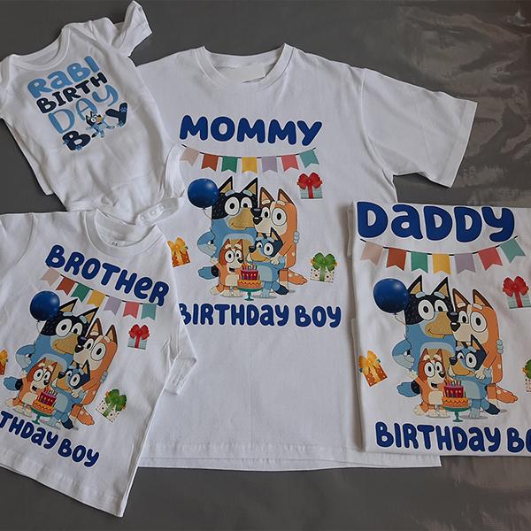 Bluey personalised mommy or daddy of the birthday boy family t-sh...