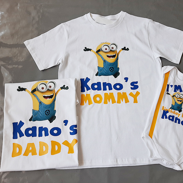 Product: Minion Personalised Family Birthday Tshirt with baby name
