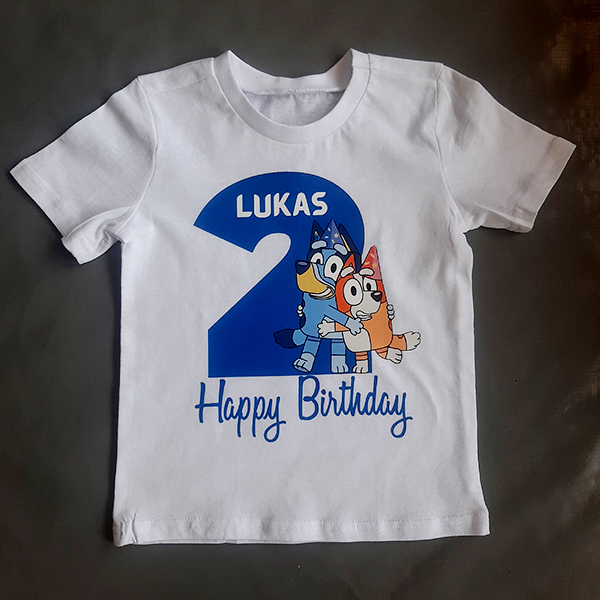 Product: Bluey and bingo happy birthday tshirt