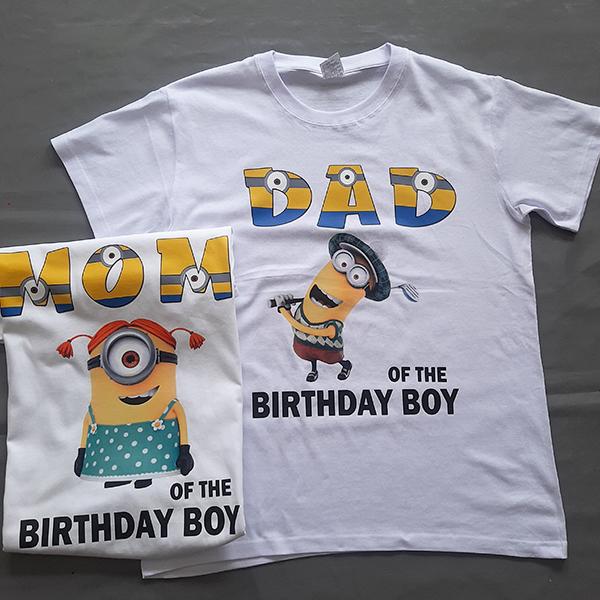 Product: Minion Mom or Dad Personalised family tshirts