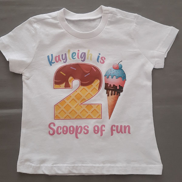 Product: Ice cream with scoops of fun personalised tshirt