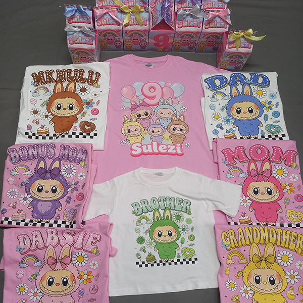 Product: Labubu Personalised Family Birthday T Shirts with Custom Name 