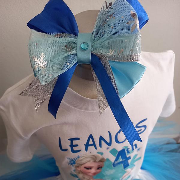 Product: Blue and white Frozen tutu with a personalised t-shirt