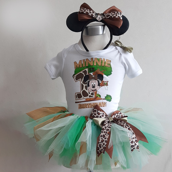 Product: Minnie Mouse Safari personalised outfit with a touch of green and brown