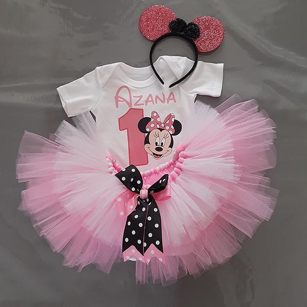 Minnie Mouse Pink and white tutu set with personalised t-shirt an...