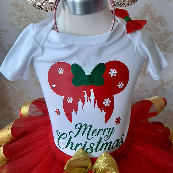 minnie mouse christmas tutu dress Christmas Minnie Mouse Tulle Dress: Girls Holiday Twirl Tutu