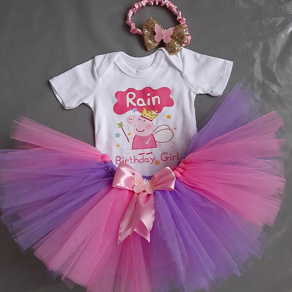 Pink and purple butterflies Peppa Pig tutu with a matching top an...