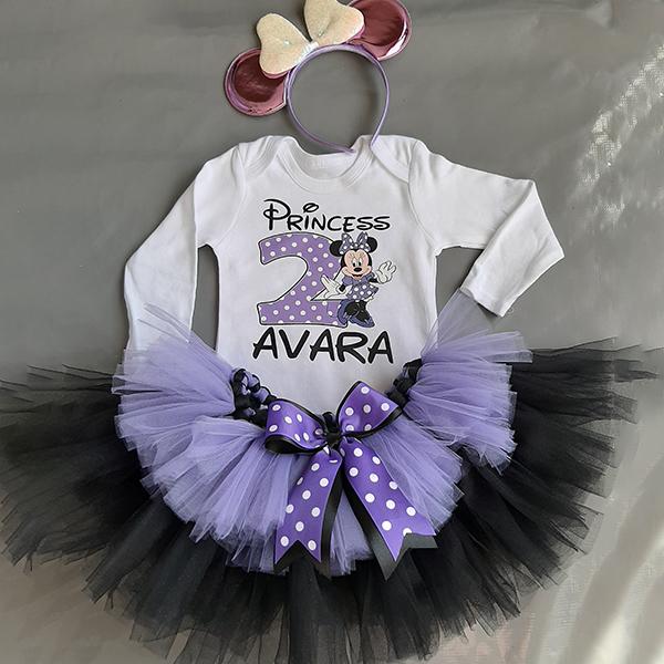 Purple and black Minnie Mouse tutu set with personalised tshirt a...