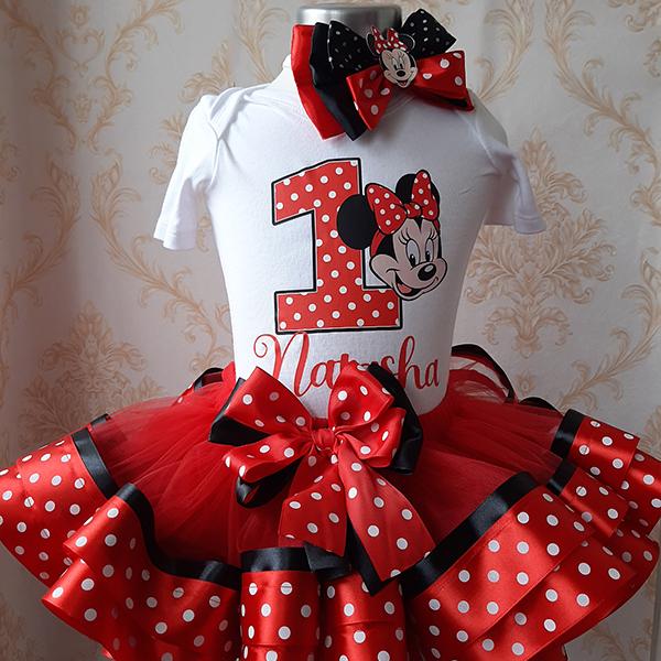 Minnie mouse double dotted ribbon tutu set with matching top and ...