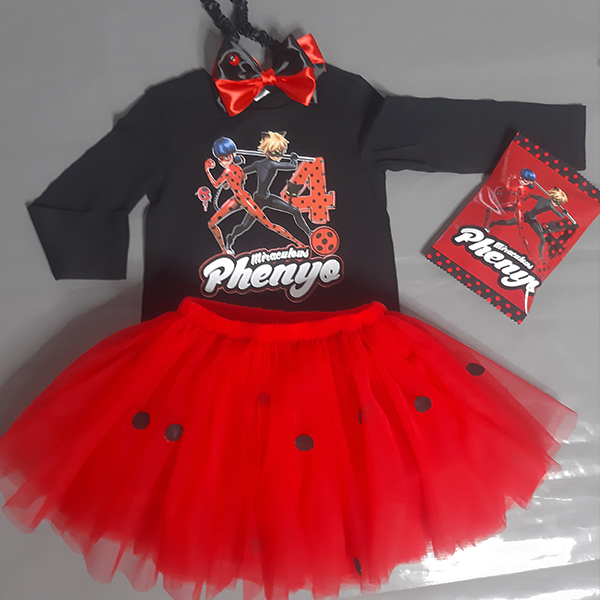 Product: Ladybug  tutu with personalised t-shirt with and matching hairband