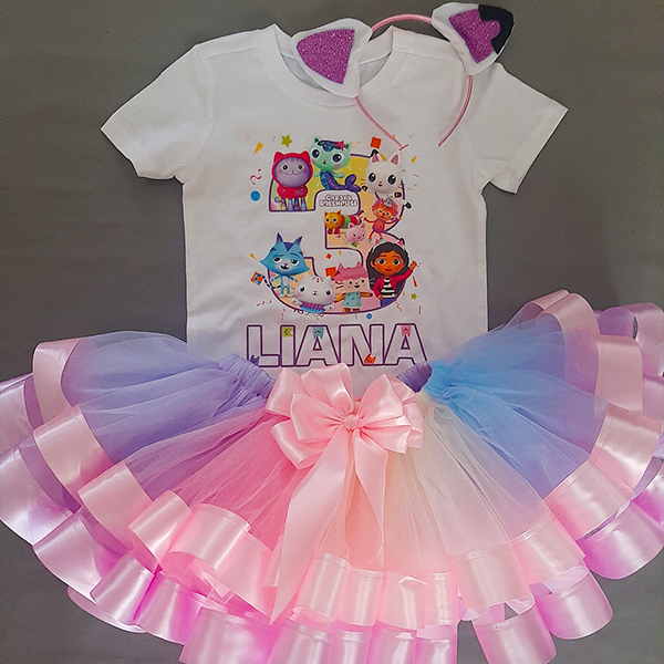 Product: Pastel Gabby's dollhouse ribbon tutu with a matching tshirt