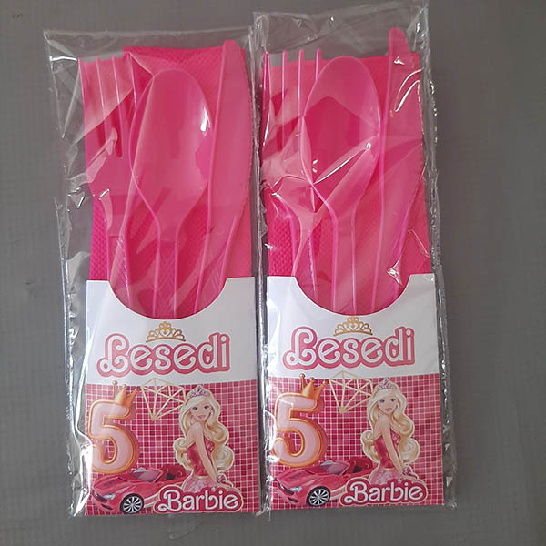 Product: Barbie Party Fork Spoon and Knife Personalised set