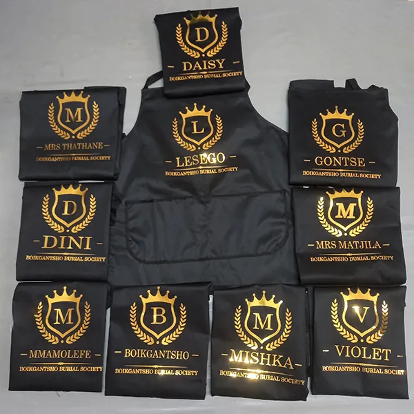 Black Personalised Aprons as Custom Social Uniform for Events and...
