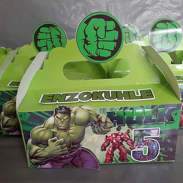 Personalised Hulk Green Party Box for Kids Birthday Celebrations