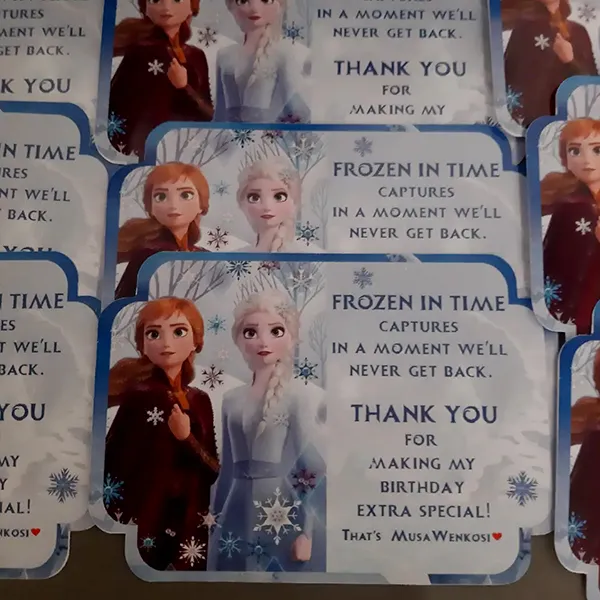 Frozen thank you card personalised